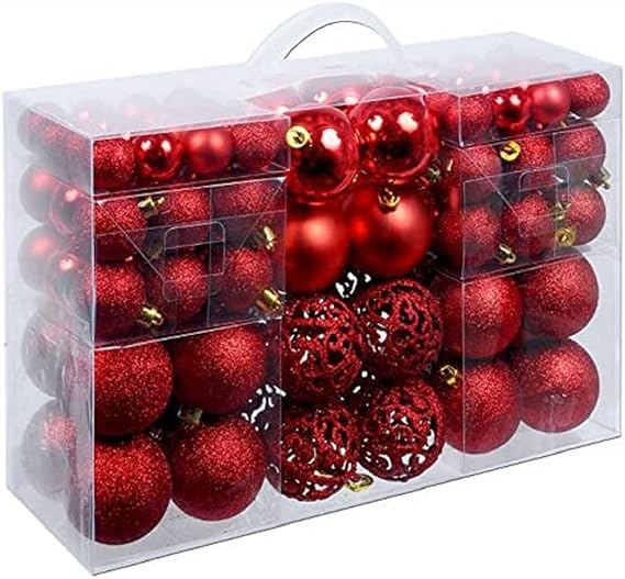 Set di 100 palline rosso per Albero di Natale - 3/4/6 cm - Interno ed Esterno