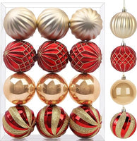 Set di 12 palline rosso ed oro per Albero di Natale - 8 cm