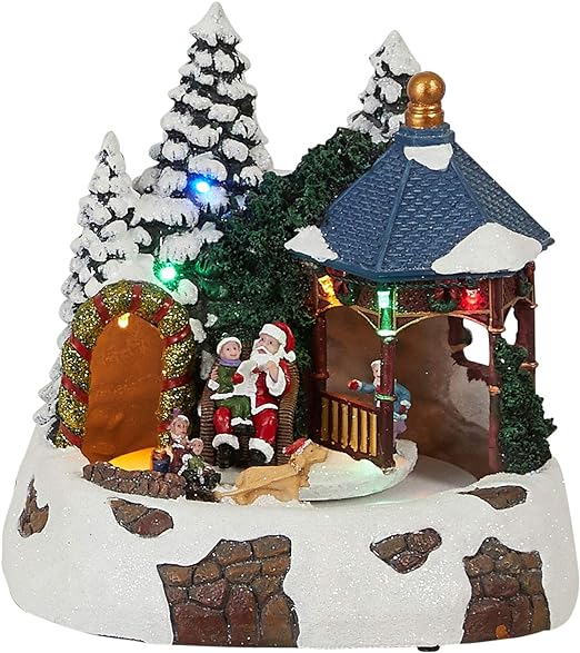 Villaggio di Natale Luminoso con movimento - Babbo Natale ascolta la lista dei desideri