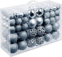 Set di 100 palline argento per Albero di Natale - 3/4/6 cm - Interno ed Esterno