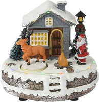 Villaggio di Natale Luminoso con movimento - Casetta di Natale con Babbo Natale e renna
