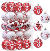 Set di 30 palline rosso e bianco per Albero di Natale - 6 cm