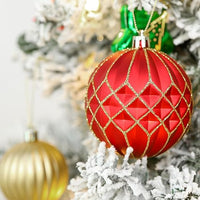 Set di 12 palline rosso ed oro per Albero di Natale - 8 cm
