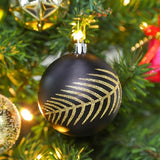 Set di 12 palline nero ed oro per Albero di Natale - 8 cm