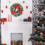 Corona di Natale 32 cm per Porta con Bacche Rosse e Pigne per Interno ed Esterno