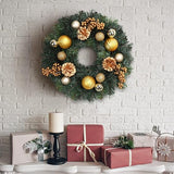 Corona di Natale 40 cm per Porta con decorazioni dorate per Interno ed Esterno